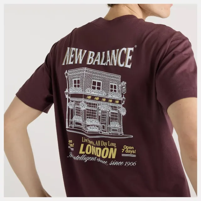 【NEW BALANCE】NB 短袖上衣 男 美規 棗紅 MT62B9LIYLR(S2506)