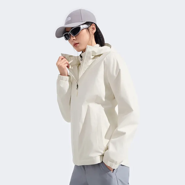 【The North Face】北面女款米白色DRYVENT防水衝鋒衣|8EYGQLI(外套)