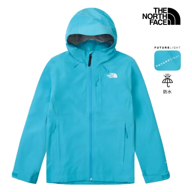 【The North Face】北面女款藍色FUTURELIGHT防水納米殼衝鋒衣｜8DF1G7D(外套)
