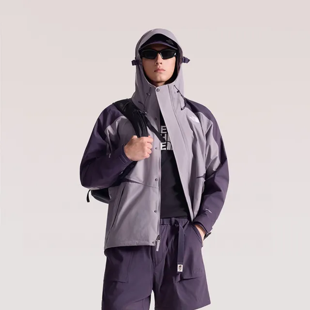 【The North Face】北面男款灰色DRYVENT防水可拆式連帽衝鋒衣|8F19JZU 外套