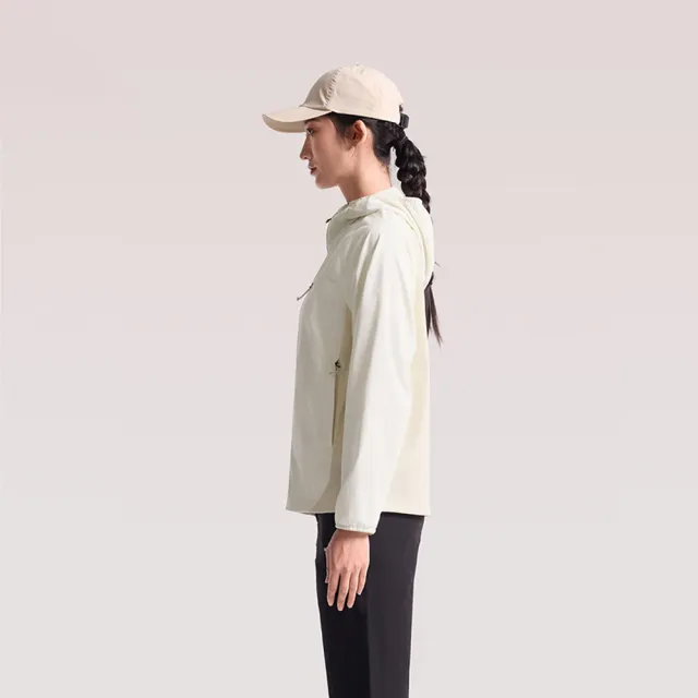 【The North Face】北面女款米色FLASHDRY速乾防曬可打包連帽外套|8HRBJN5