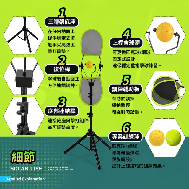 【索樂生活】匹克球揮拍訓練器2.0立體進階版 匹克球訓練器 網球單人練球 匹克球 可調節高度 上旋揮拍練習