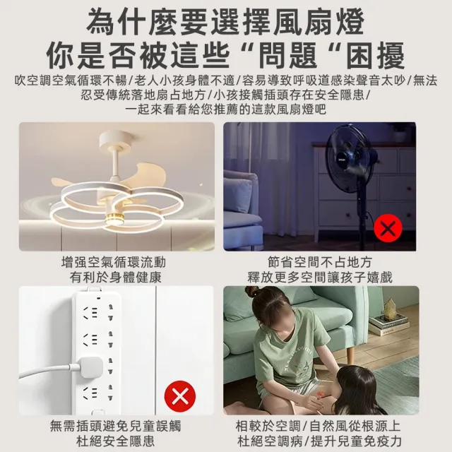【XINGMU 興沐】吊扇燈 靜音隱形吊扇燈 餐廳吊扇燈 無極調光 三色變光 LED吊燈 定時遙控 六檔