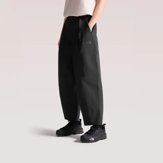 【The North Face】北面女款黑色WINDWALL防風附腰帶休閒長褲｜8FZWJK3