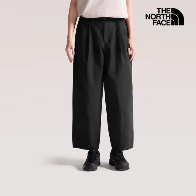 【The North Face】北面女款黑色WINDWALL防風附腰帶休閒長褲｜8FZWJK3