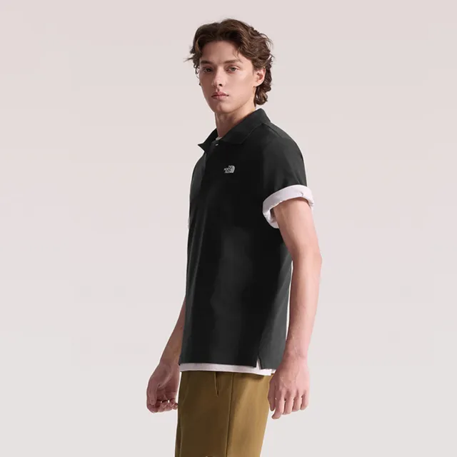 【The North Face】北面男款黑色舒適短袖POLO衫|8FZVJK3
