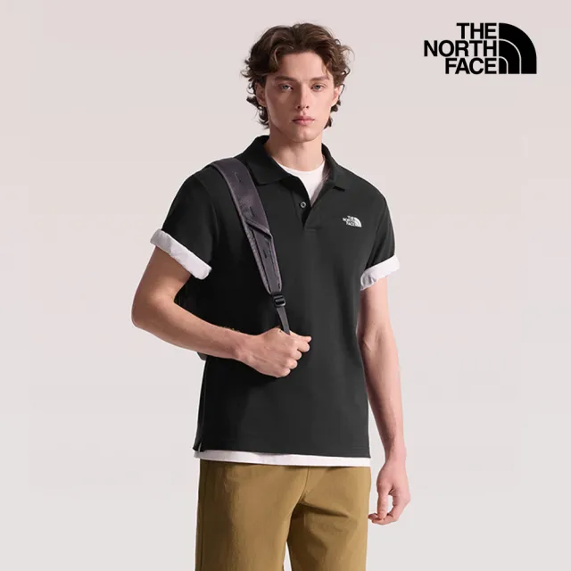 【The North Face】北面男款黑色舒適短袖POLO衫|8FZVJK3