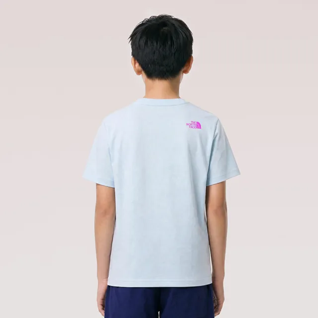 【The North Face】北面兒童藍色FLASHDRY速乾圖案印花短袖T恤|8H01BPO