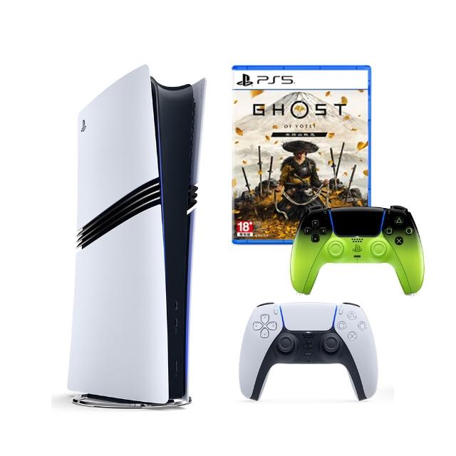 【SONY 索尼】PS5 Pro 遊戲主機+《PS5 無線控制器(混音綠)》+《PS5 羊蹄山戰鬼– 收藏版》