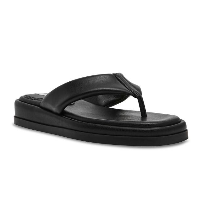 【steve madden】澎澎帶厚底夾腳涼拖鞋BELLA(黑色)