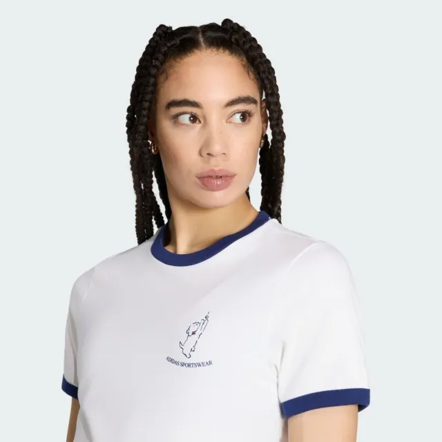 【adidas 愛迪達】Animal Pop T 女 T恤 運動上衣 休閒短袖 白 亞版 動物印花(KT2777)