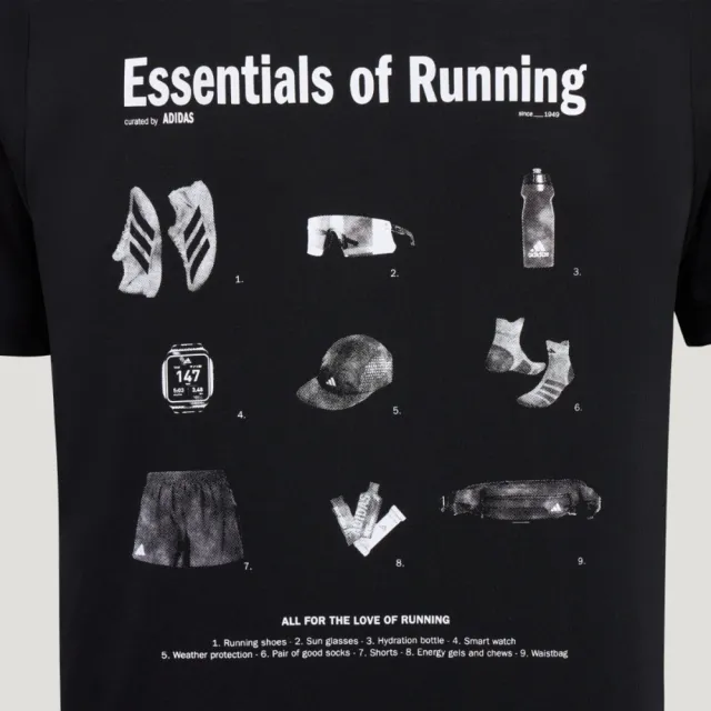 【adidas 愛迪達】M Run Ess G T 男 T恤 運動上衣 休閒短袖 黑 亞版 吸濕排汗(LC8174)
