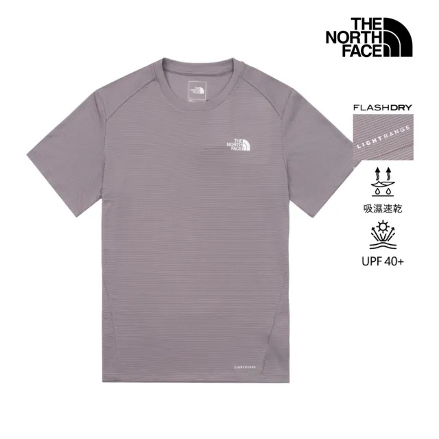 【The North Face】北面男款灰色LIGHTRANGE速乾防曬短袖T恤|83TOG7O