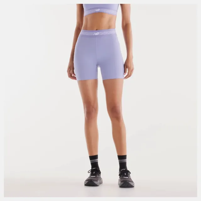 【NEW BALANCE】NB 緊身短褲 女 運動褲 瑜珈 紫 WB61E4GEDSV