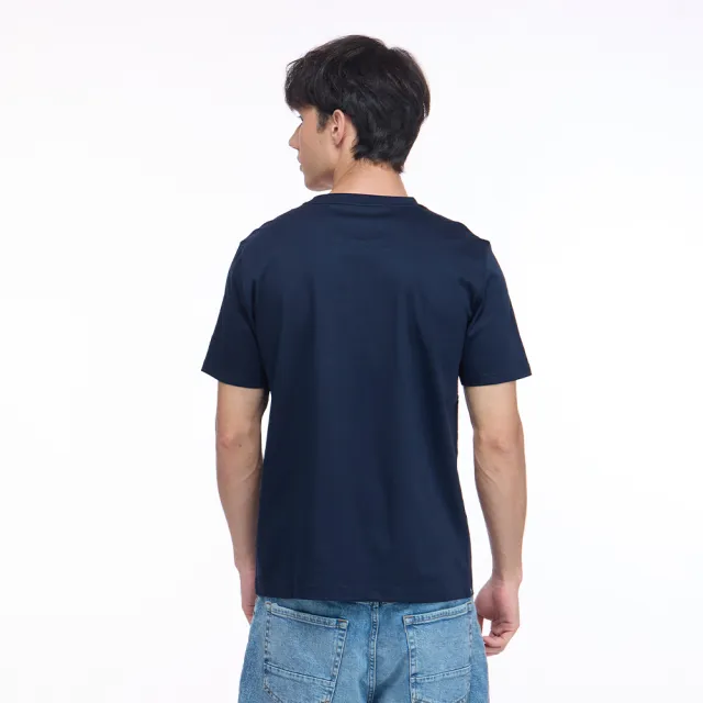 【NAUTICA】Nautica 官方旗艦 男裝 蘋果圖騰刺繡涼感短袖T恤-藍色