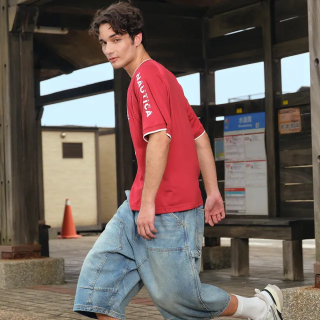 【NAUTICA】官方旗艦 男裝 世足限定系列復古運動上衣-紅色
