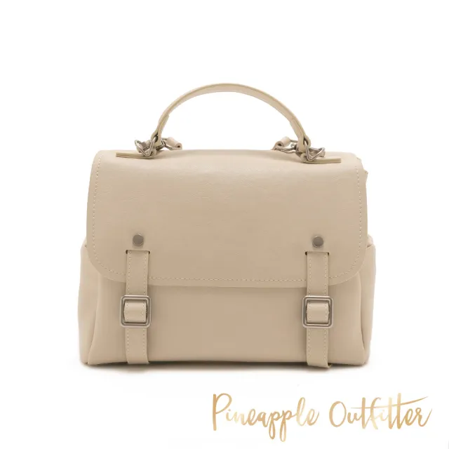 【Pineapple Outfitter】英倫復古雙釦手提斜背學院包(米色)