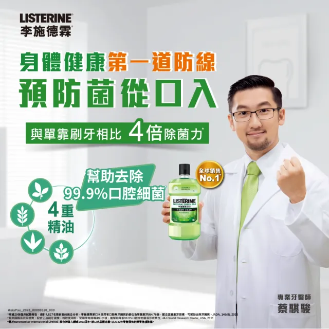 【Listerine 李施德霖】綠茶防蛀/薄荷漱口水/溫潤綠薄荷無酒精(500mlx6)