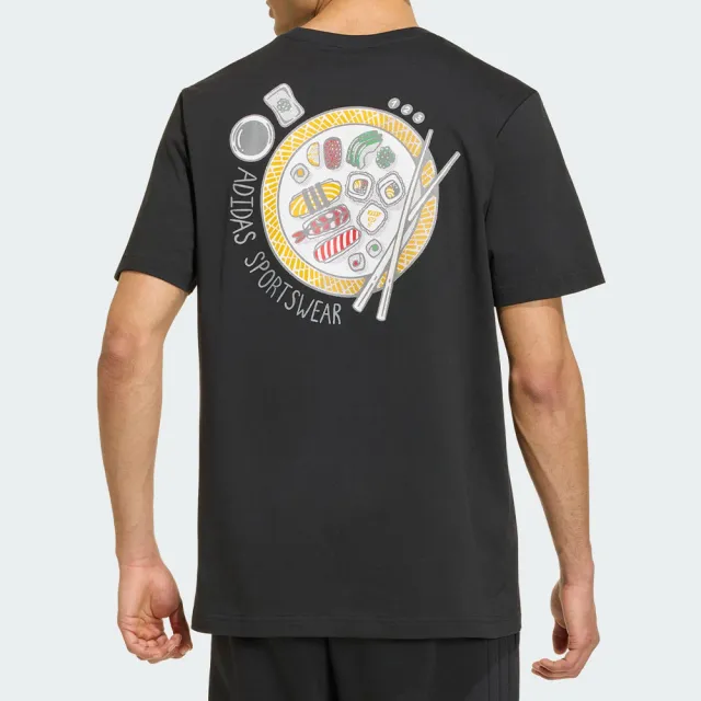 【adidas 愛迪達】M Sushi T 男款 黑色 壽司 印花 T恤 運動 休閒 短袖 KS5078