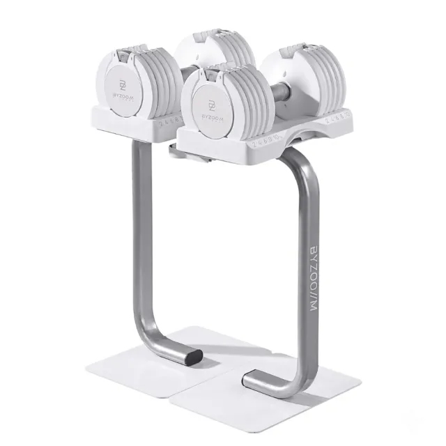 【BYZOOM FITNESS】Pure Series可調式啞鈴22lb/約10kg 雙入+專用啞鈴架(黑/白二色)