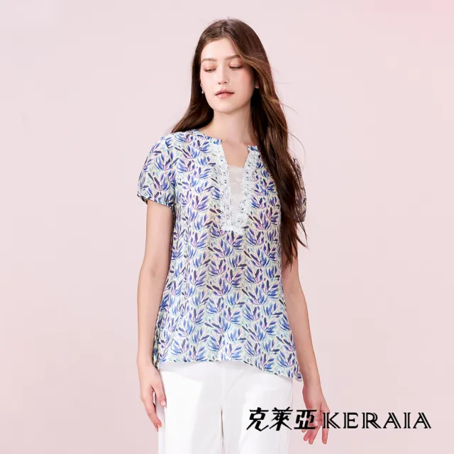 【KERAIA 克萊亞】花語翩然優雅印花雪紡/天絲麻上衣(多款)