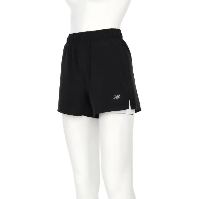 【NEW BALANCE】女款 黑色 彈性腰圍 運動 休閒 短褲 6862610289