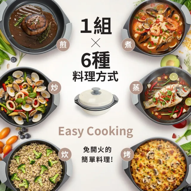 【ONE HOUSE】韓匠3件組微波專用快速料理鍋/加大鍋+圓鍋蓋 (調理鍋/微波盒)