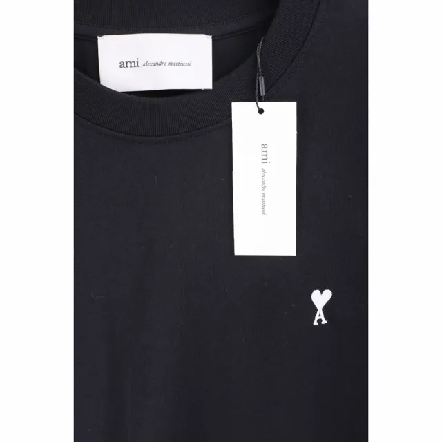 【AMI PARIS】Red Ami De Coeur 愛心A刺繡純棉黑色短袖TEE T恤(男女可穿)