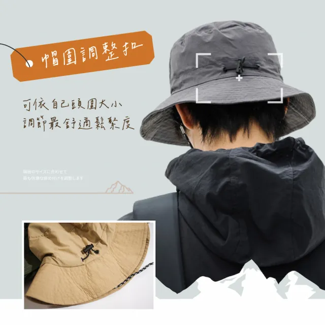 【DREAMCATCHER】抗UV防潑水摺疊漁夫帽(防風繩可調鬆緊/收納登山帽/防曬帽/出國防曬)