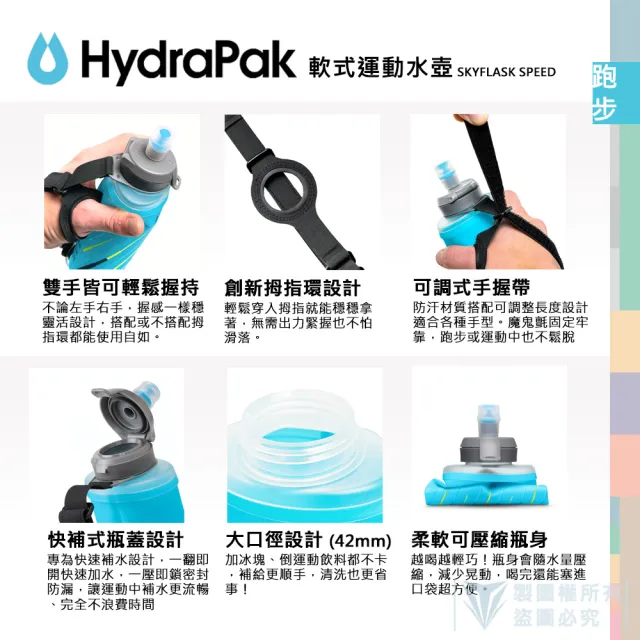 【HydraPak】SKYFLASK SPEED 500ml 軟式運動水壺(自行車補水/減輕重量/好收納/快速注水)