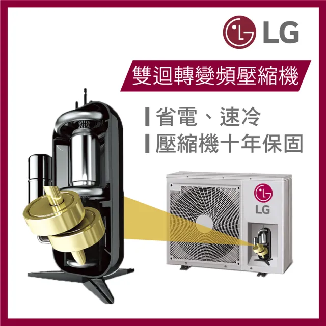 【LG 樂金】4-6坪極效2.0冷暖 WiFi雙迴轉冷暖變頻3.6kW分離式空調(LSU36DST+LSN36DST)