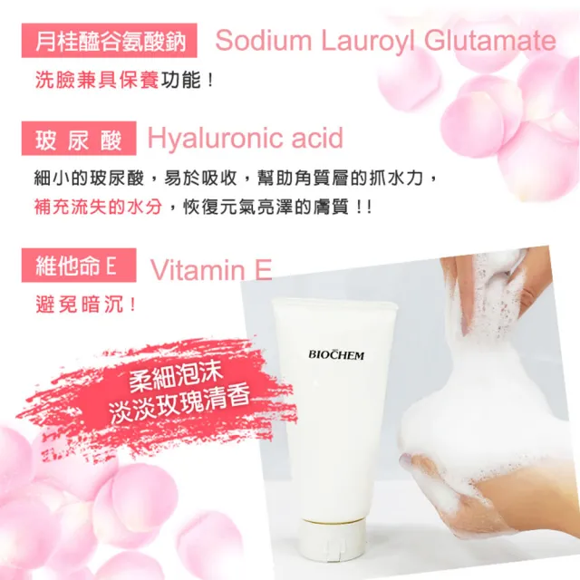 【雅聞倍優BIOCHEM】氨基酸玫瑰洗面皂150g+藍銅保濕緊緻精華液120ml