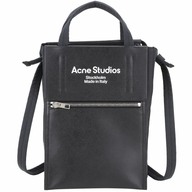 【Acne Studios】Papery 牛皮拼接尼龍肩背托特包(黑色 北歐 小眾精品)