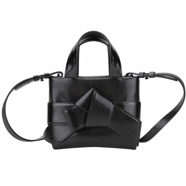 【Acne Studios】Musubi 壓紋牛皮 扭結手提 斜背包(黑色 北歐 小眾精品)