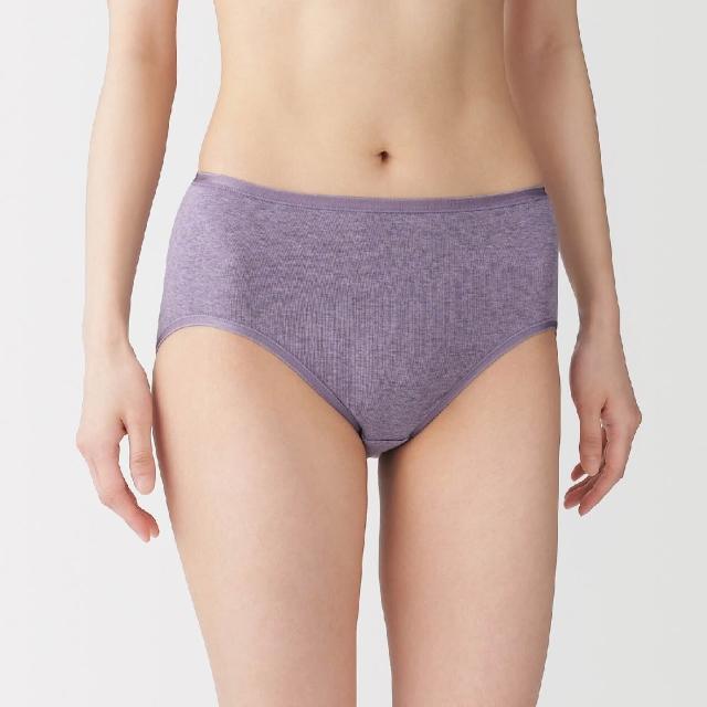 【MUJI 無印良品】女針織高腰內褲(灰色/黑色/象牙白/煙燻粉/萊姆綠/深藍/紫色)
