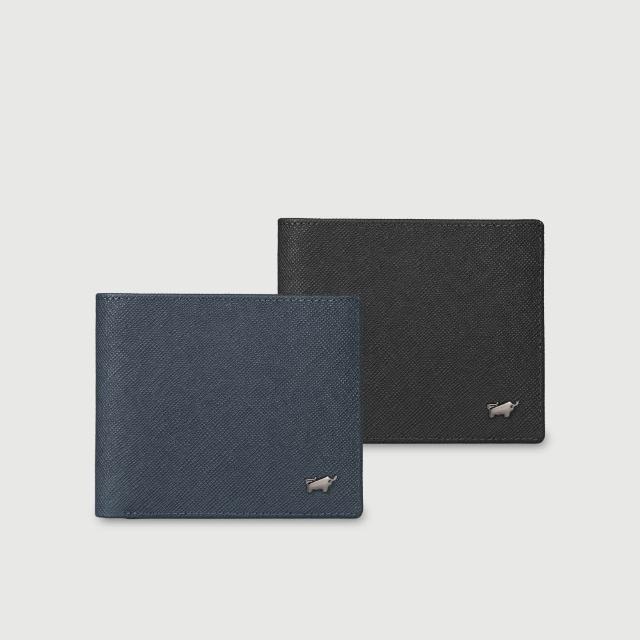 【BRAUN BUFFEL 德國小金牛】HOMME-P 8卡中間翻零錢袋短夾-多色任選(BF598-318-BK/NY) 錢包送禮推薦