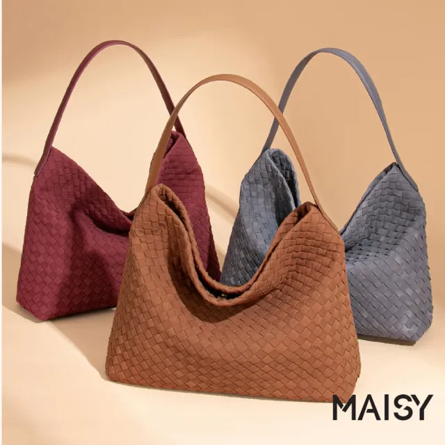 【MAISY】復古百搭質感麂皮手提包 斜背包 腋下包(松茶色 / 棕色 / 巧克力)