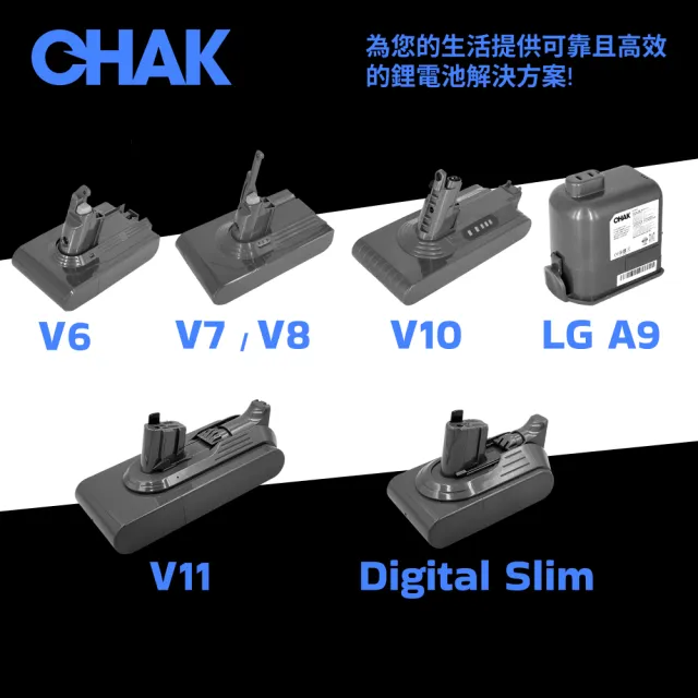 【CHAK恰可】Dyson V7 V8/SV10 SV11 副廠鋰電池 電芯容量2500mAh 附濾網組及組裝工具(Dyson 副廠電池)