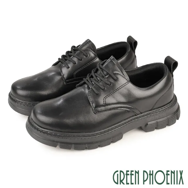 【GREEN PHOENIX 波兒德】男女 皮鞋 餐飲工作鞋 廚師鞋 學生鞋 真皮 手縫大底 輕量 防潑水 抓地(黑色)