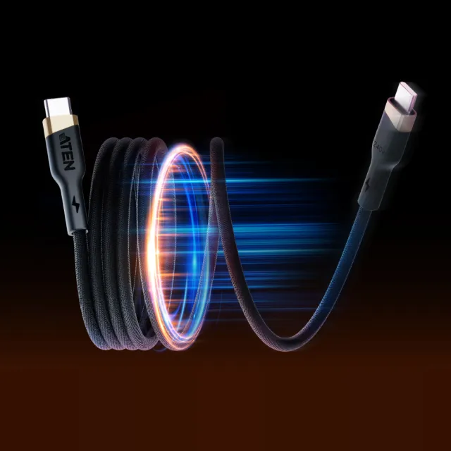【ATEN】1公尺 240W USB-C to USB-C 磁吸充電線 充電線 傳輸線 手機線 iPhone18充電線(2L-3101P240M)