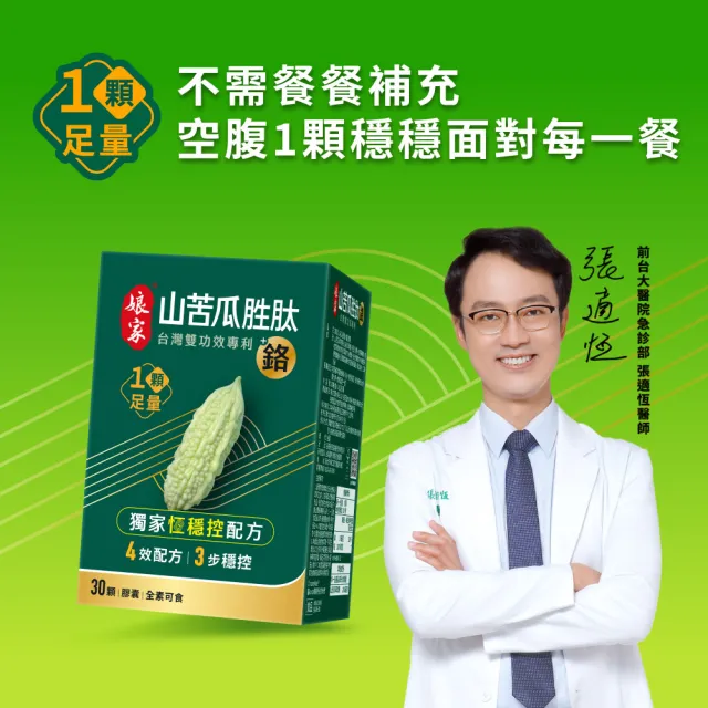 【娘家】山苦瓜胜+鉻膠囊30顆5盒(翁家明代言.台灣雙功效專利山苦瓜胜.1顆足量.穩定代謝.父親節禮物)