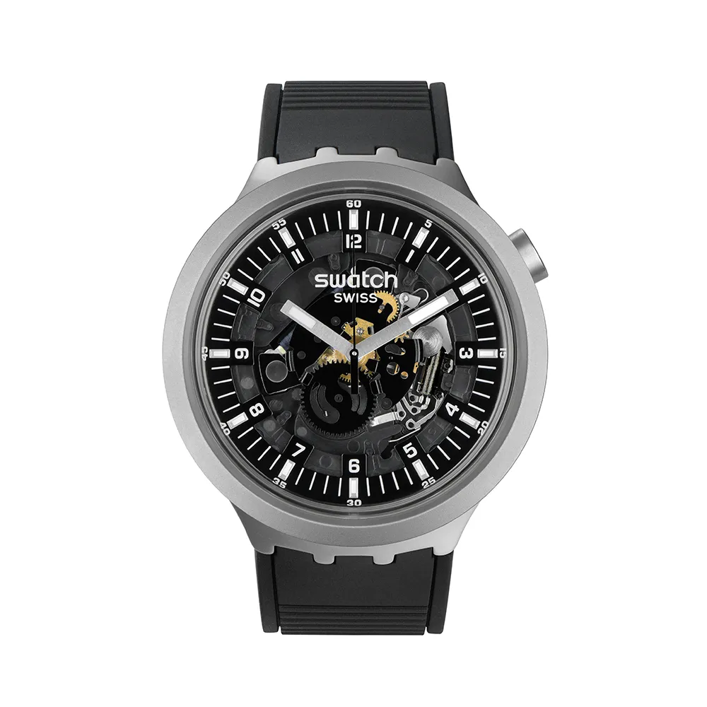【SWATCH】DARK IRONY 大錶面金屬手錶/男錶/女錶/瑞士製造 SB07S105(47mm)