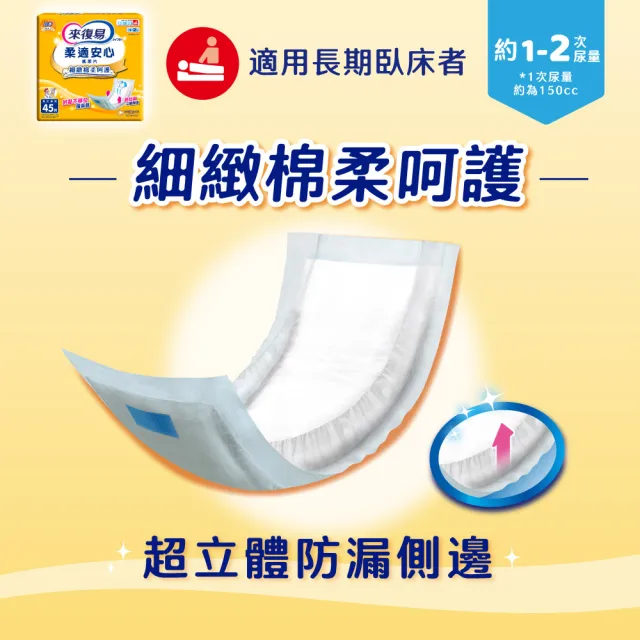 【來復易】尿片/黏貼型/成人紙尿褲3箱組(柔適安心270片/整夜一片就安心198片/超安心120片/極緻防漏42-60片)