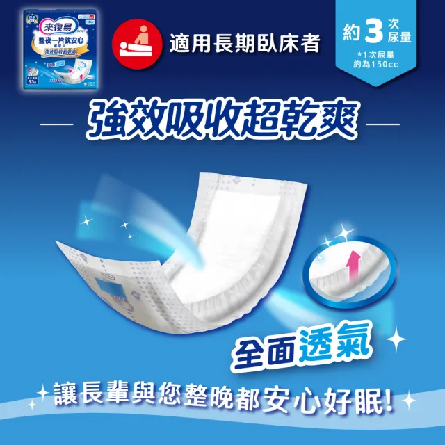【來復易】尿片/黏貼型/成人紙尿褲3箱組(柔適安心270片/整夜一片就安心198片/超安心120片/極緻防漏42-60片)