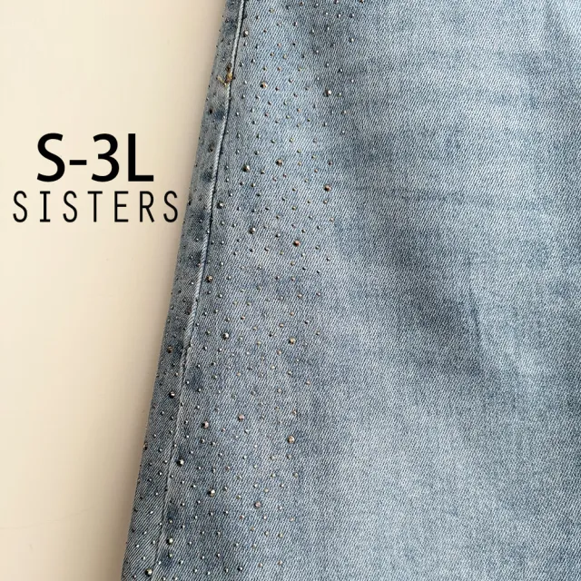 【SISTERS】長腿比例up!側燙鑽牛仔裙 褲裙/S-3L(女下著/短裙/顯瘦/裙子/短褲/丹寧/牛仔裙)