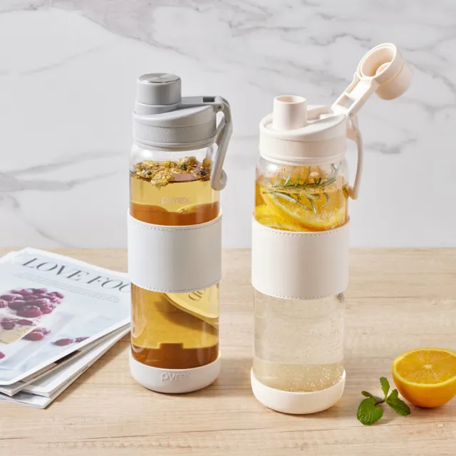 【CorelleBrands 康寧餐具】2入組 PYREX Claro直飲便攜耐熱玻璃水瓶920ml(920mlx2)