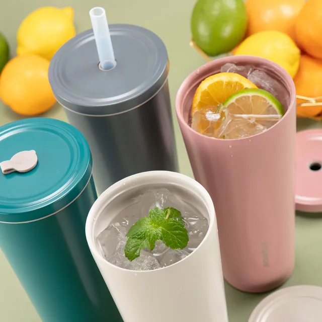 【CorelleBrands 康寧餐具】陶瓷不鏽鋼真空保溫吸管杯800ml(贈杯套X1+吸管X1)