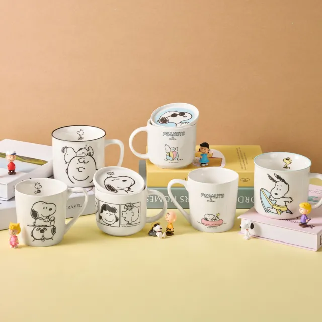 【CorelleBrands 康寧餐具】CORNINGWARE SNOOPY附蓋馬克杯450ml