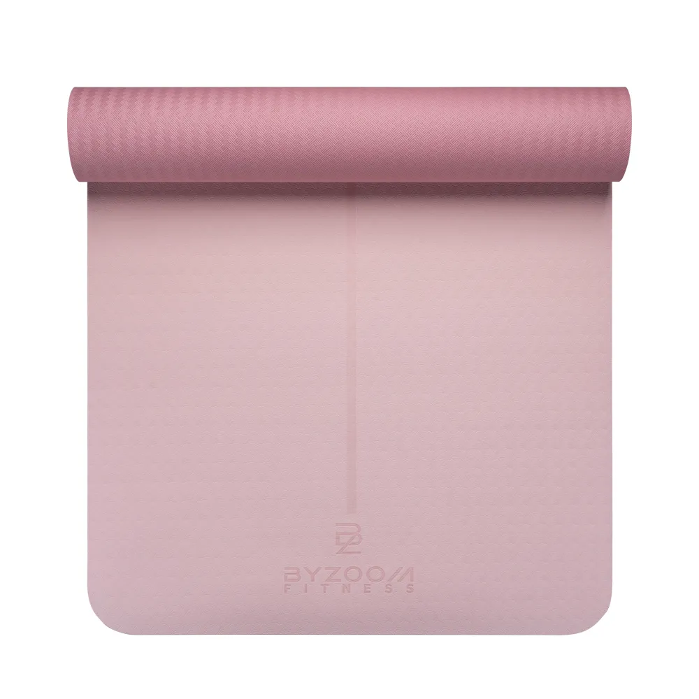 【BYZOOM FITNESS】TPE 止滑輕巧瑜珈墊 4mm(淺粉)