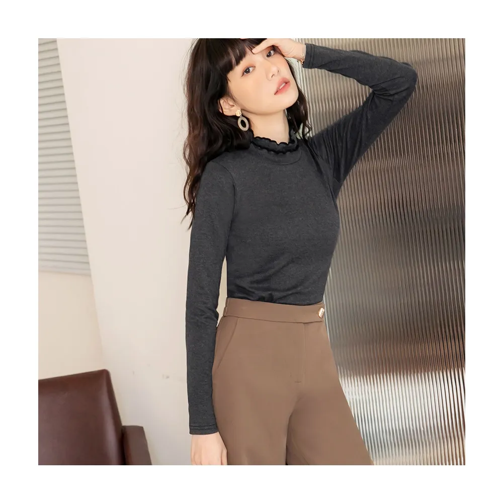 【OB 嚴選】台灣製造質感簡約高領捲邊保暖磨毛內搭衣 《AB14444》